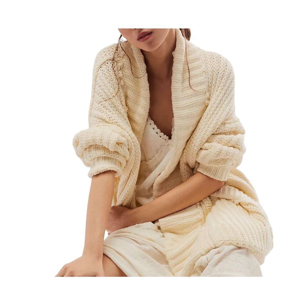 Free People We The Free Cardigan Wonderful You Cardi  Chunky Oversized Ivory Cre